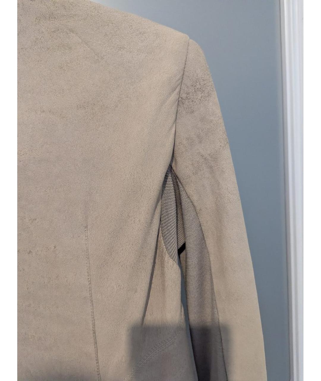 RICK OWENS Бежевая кожаная куртка, фото 7