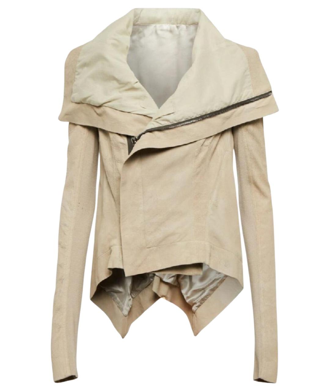 RICK OWENS Бежевая кожаная куртка, фото 1