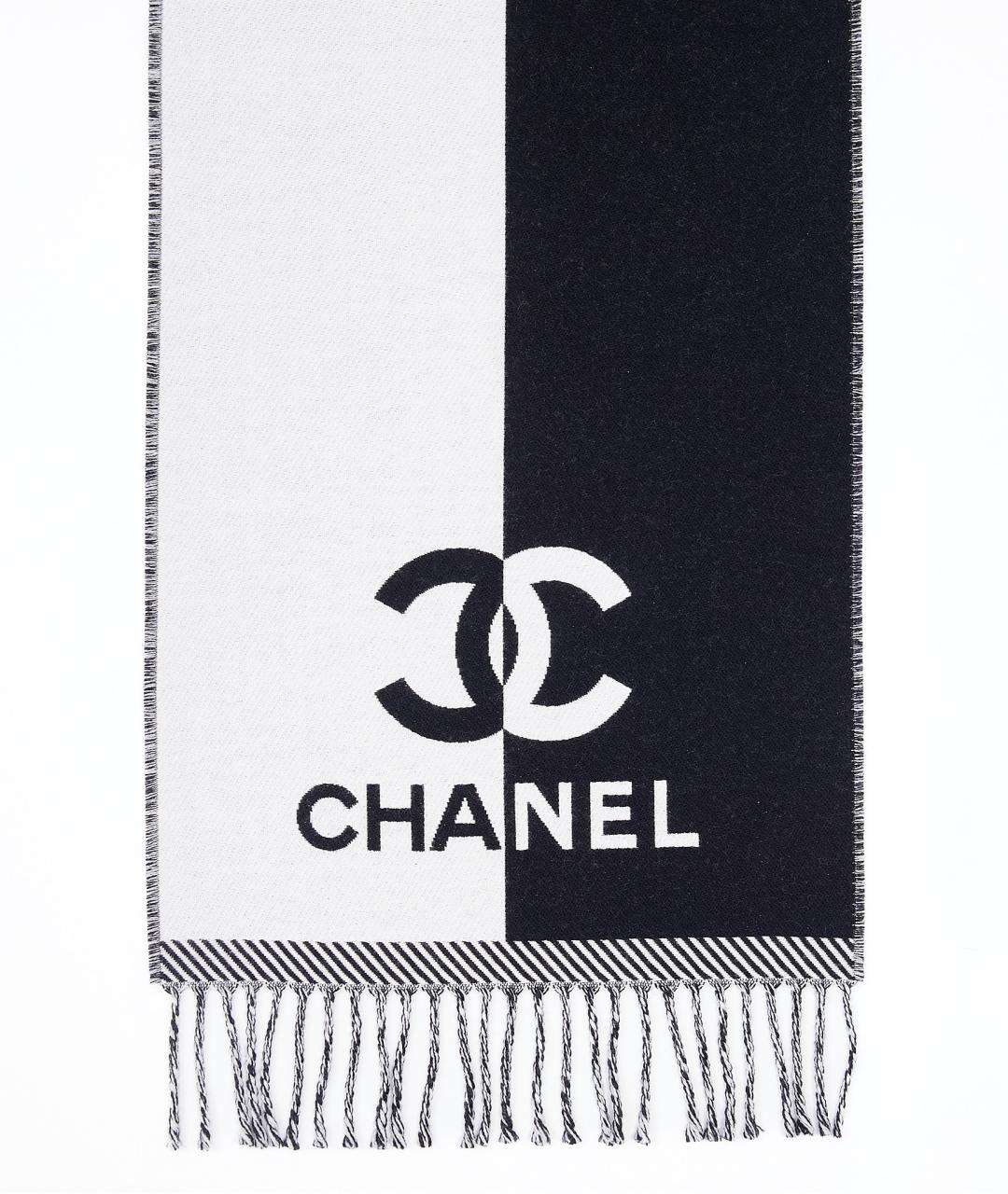 CHANEL Черный шерстяной шарф, фото 2