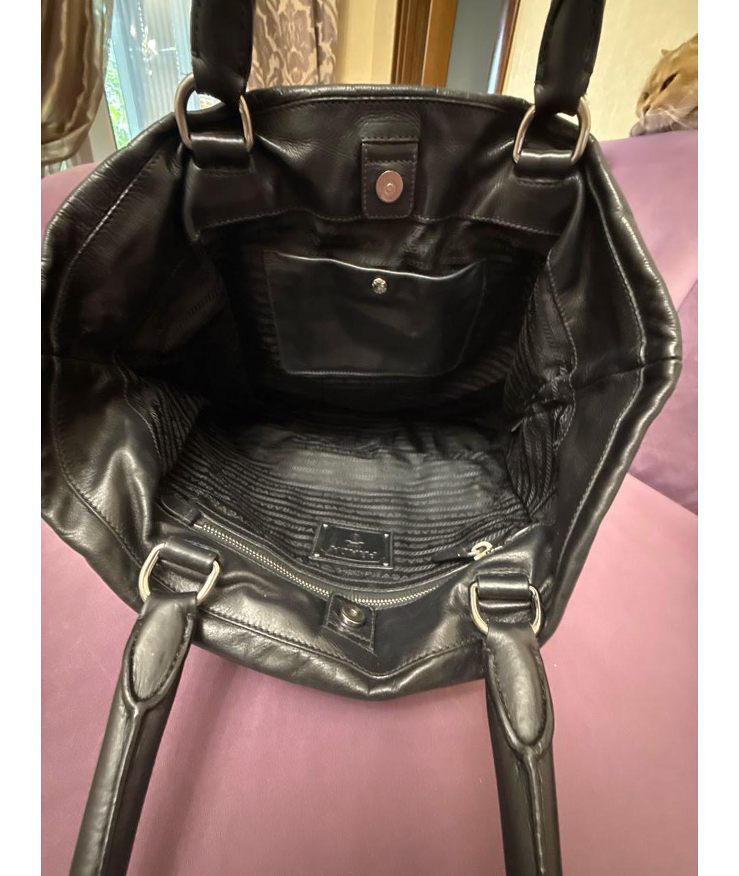 PRADA Черная кожаная сумка тоут, фото 5
