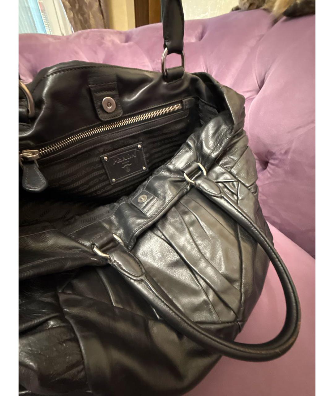 PRADA Черная кожаная сумка тоут, фото 4