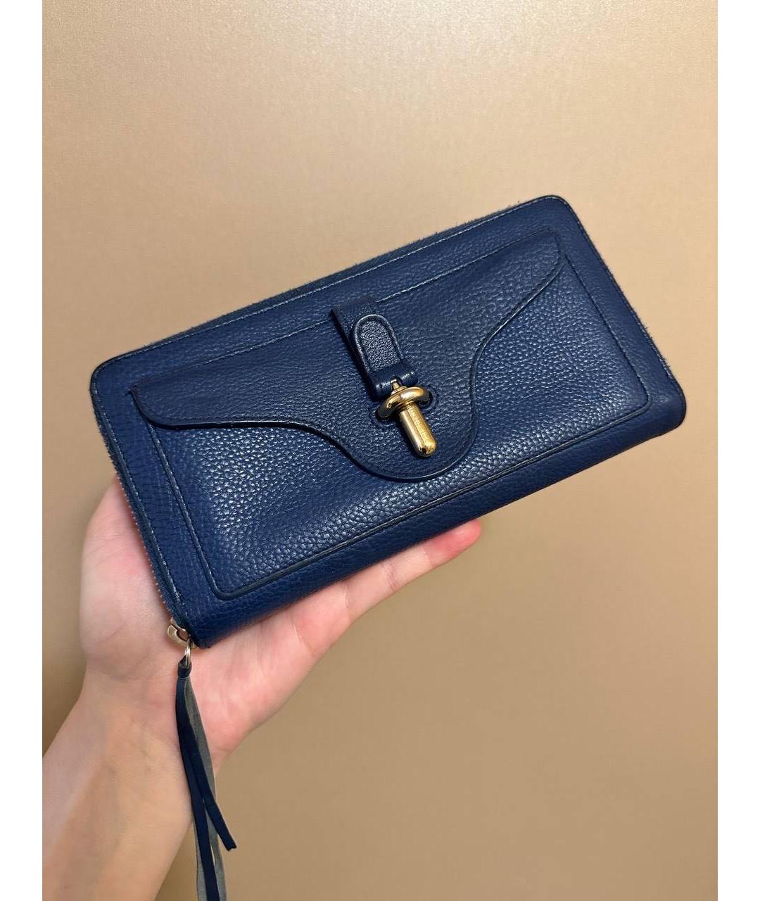 BALENCIAGA Темно-синий кожаный кошелек, фото 9