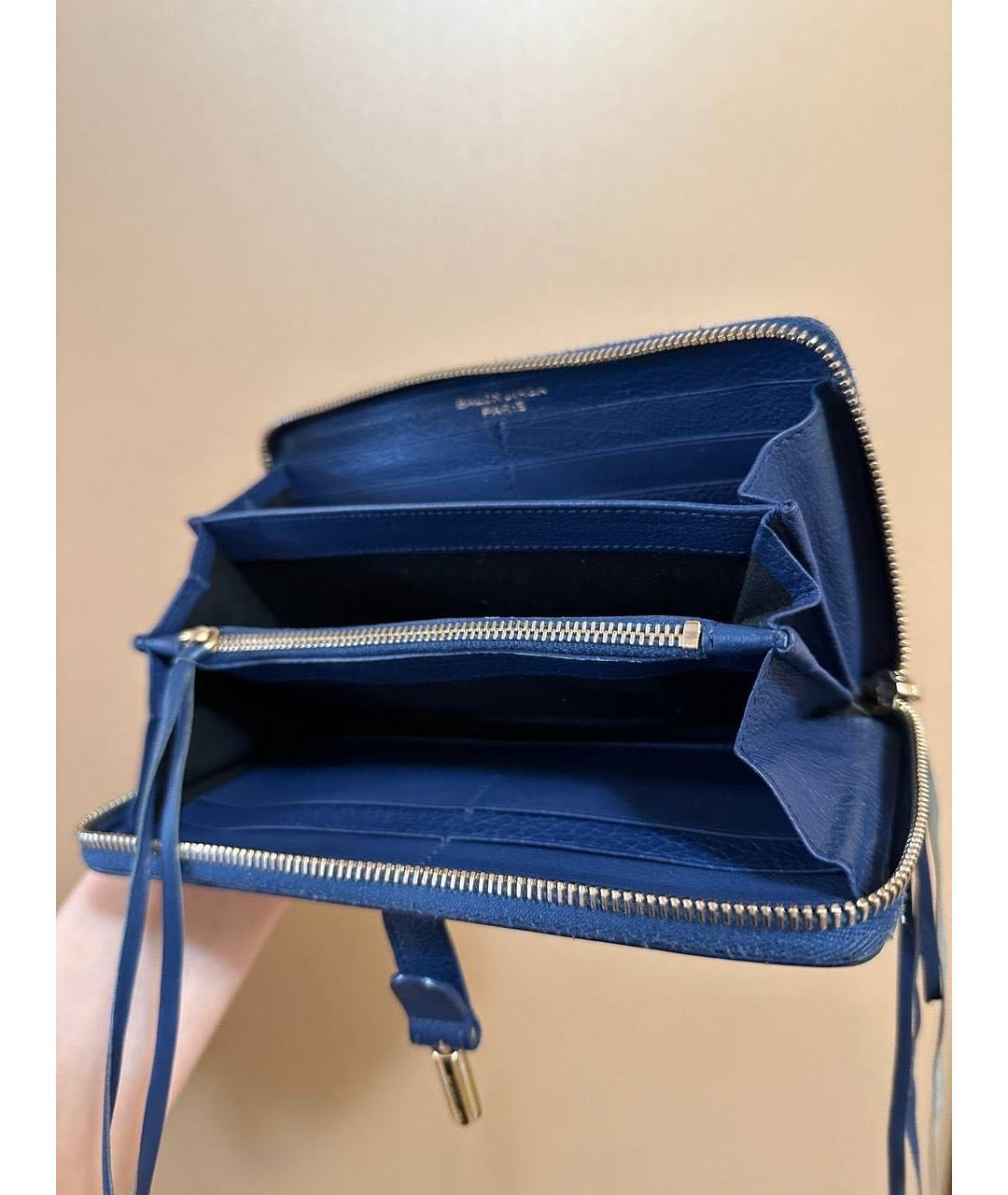 BALENCIAGA Темно-синий кожаный кошелек, фото 7