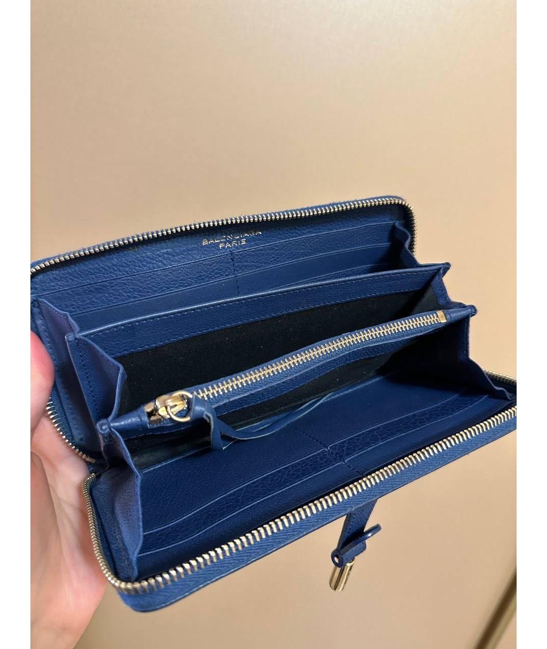 BALENCIAGA Темно-синий кожаный кошелек, фото 6