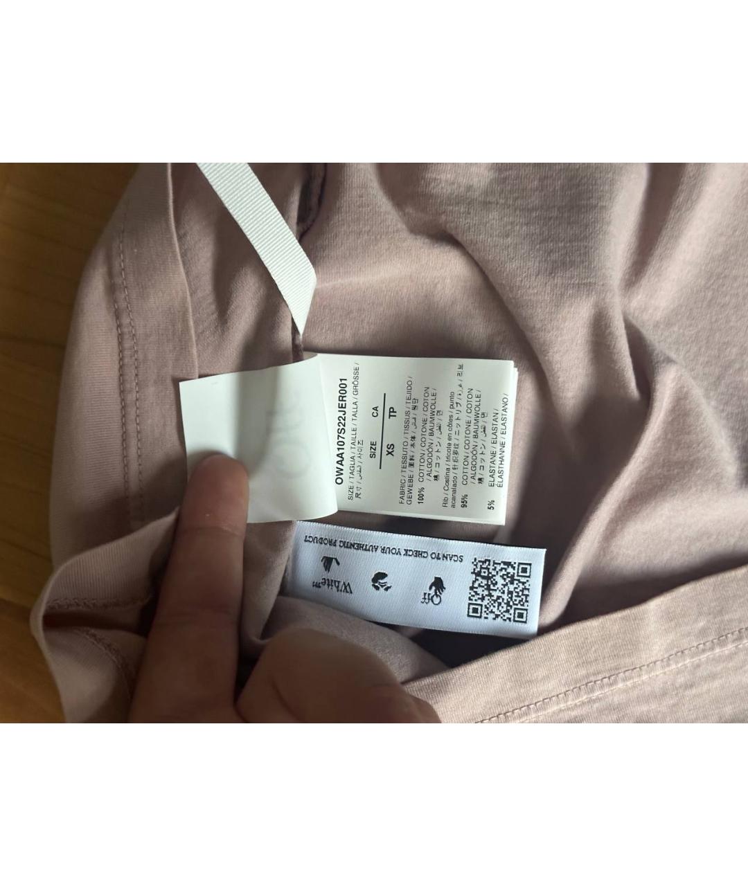 OFF-WHITE Коричневая хлопковая футболка, фото 7