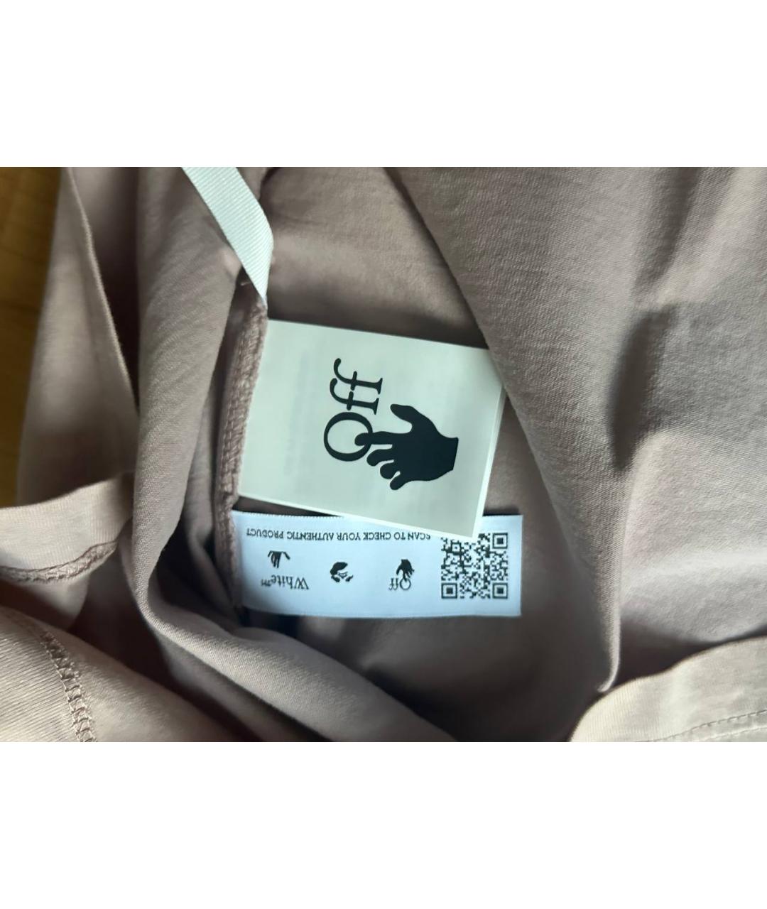 OFF-WHITE Коричневая хлопковая футболка, фото 8