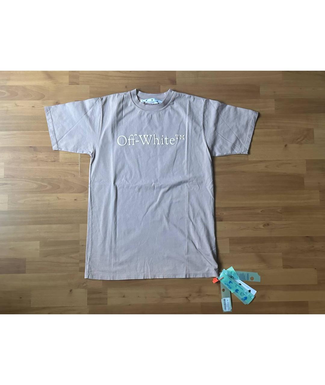OFF-WHITE Коричневая хлопковая футболка, фото 9