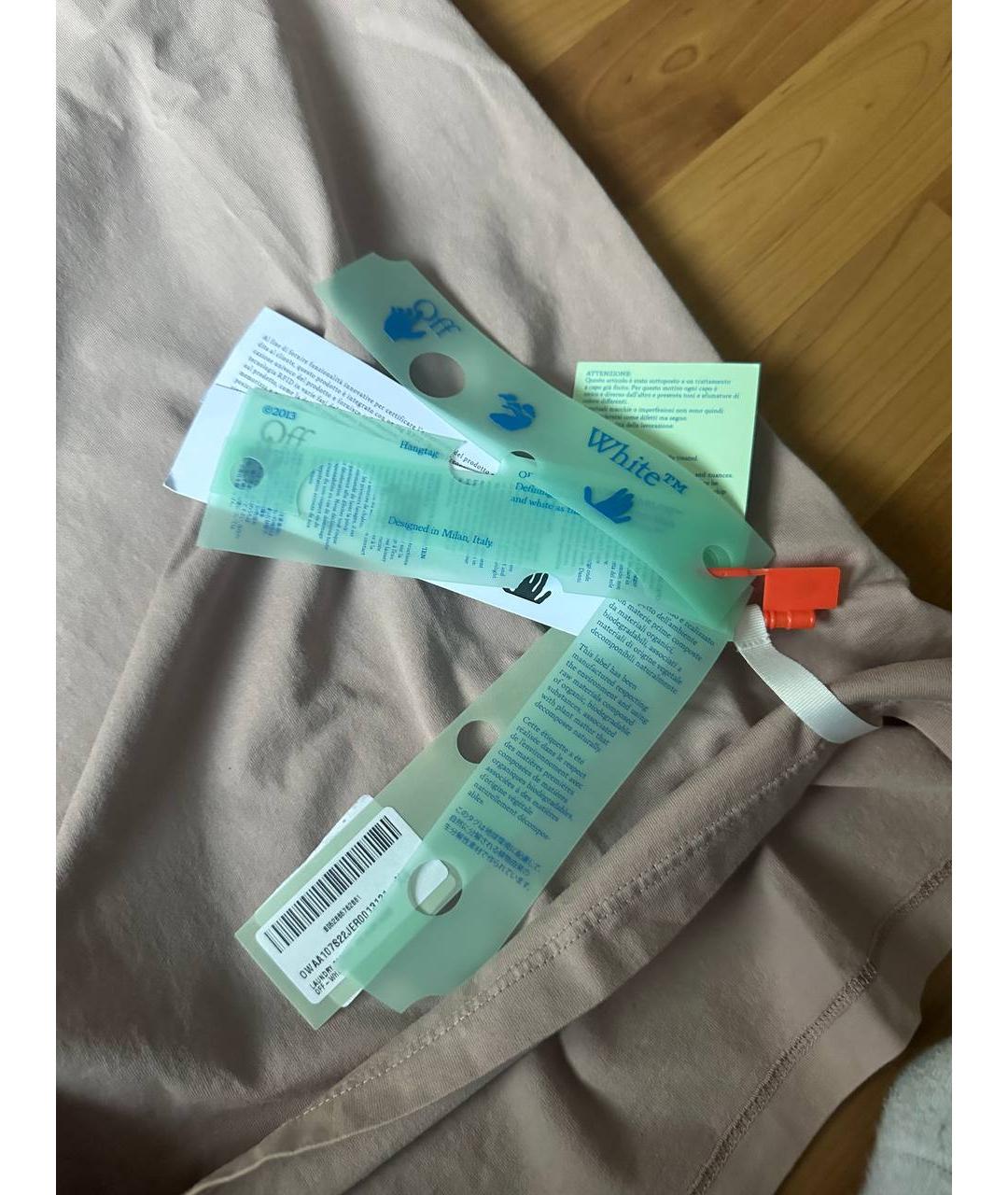 OFF-WHITE Коричневая хлопковая футболка, фото 4