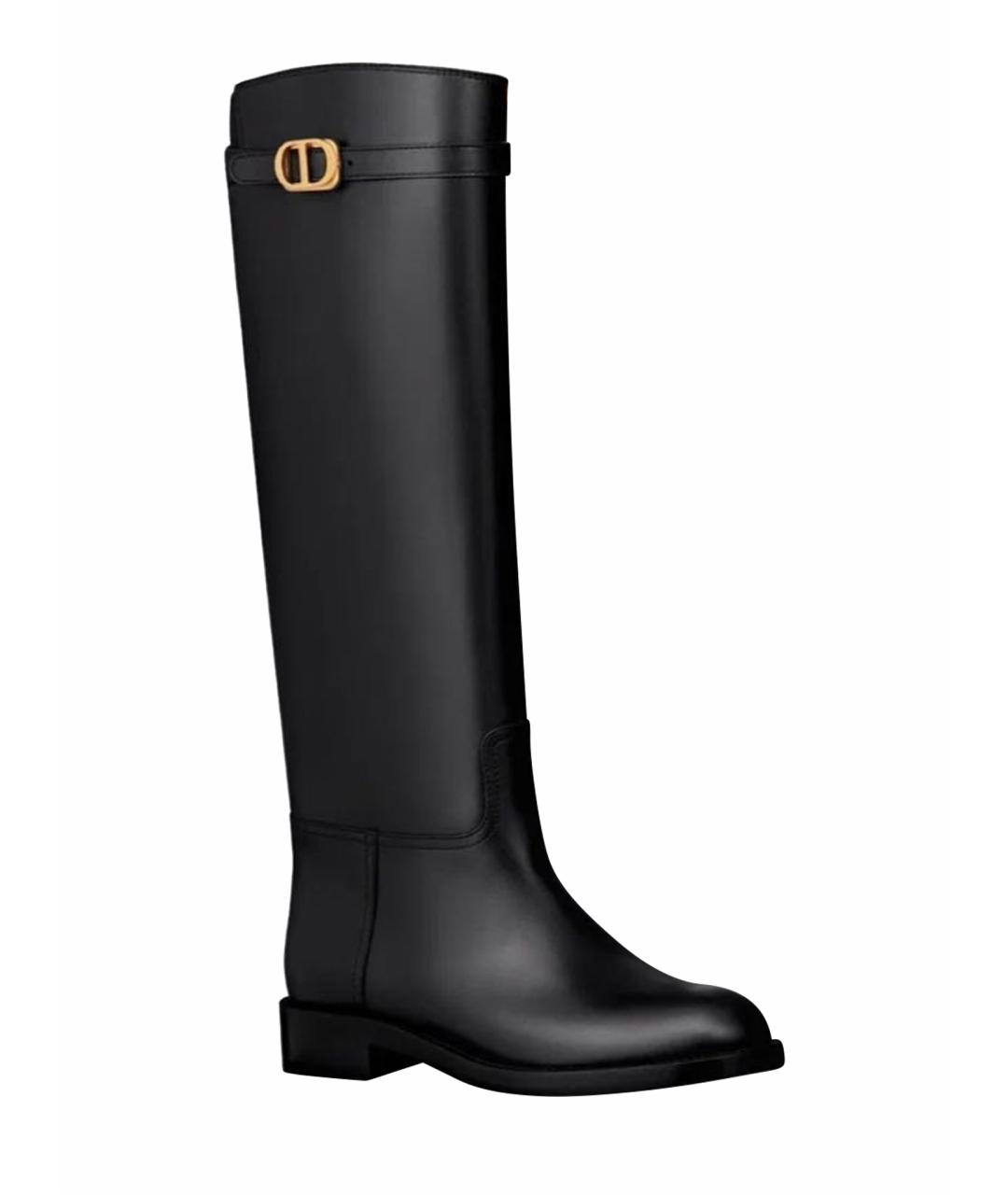 CHRISTIAN DIOR Черные кожаные сапоги, фото 1
