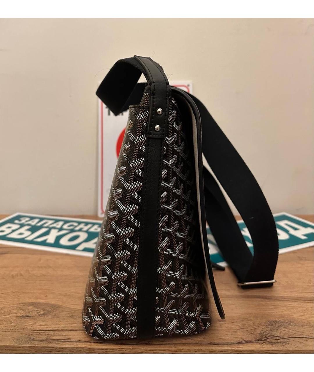 GOYARD Черная кожаная сумка на плечо, фото 2