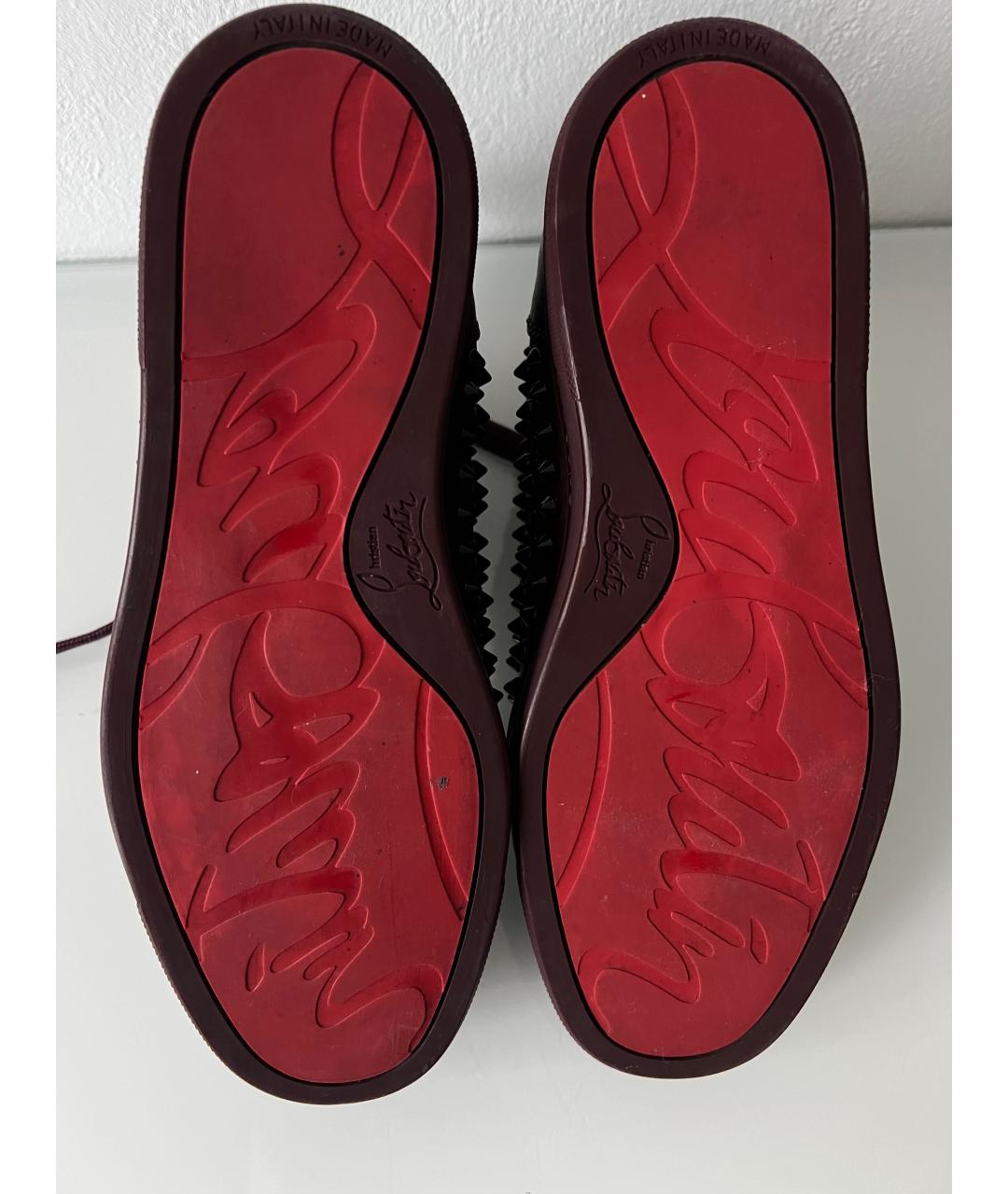 CHRISTIAN LOUBOUTIN Бордовые кожаные кеды, фото 4
