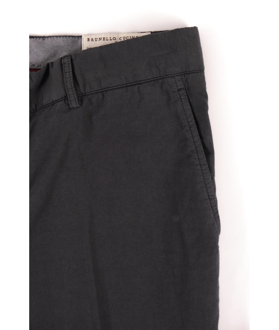 BRUNELLO CUCINELLI Серые хлопковые классические брюки, фото 4