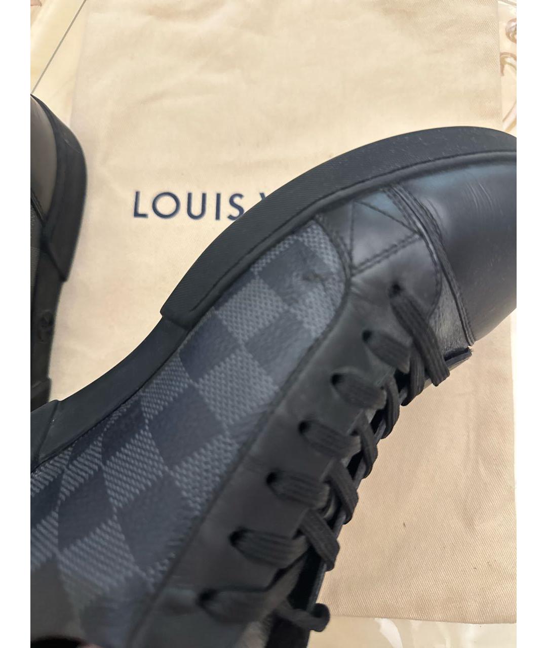 LOUIS VUITTON Антрацитовые кожаные низкие кроссовки / кеды, фото 5