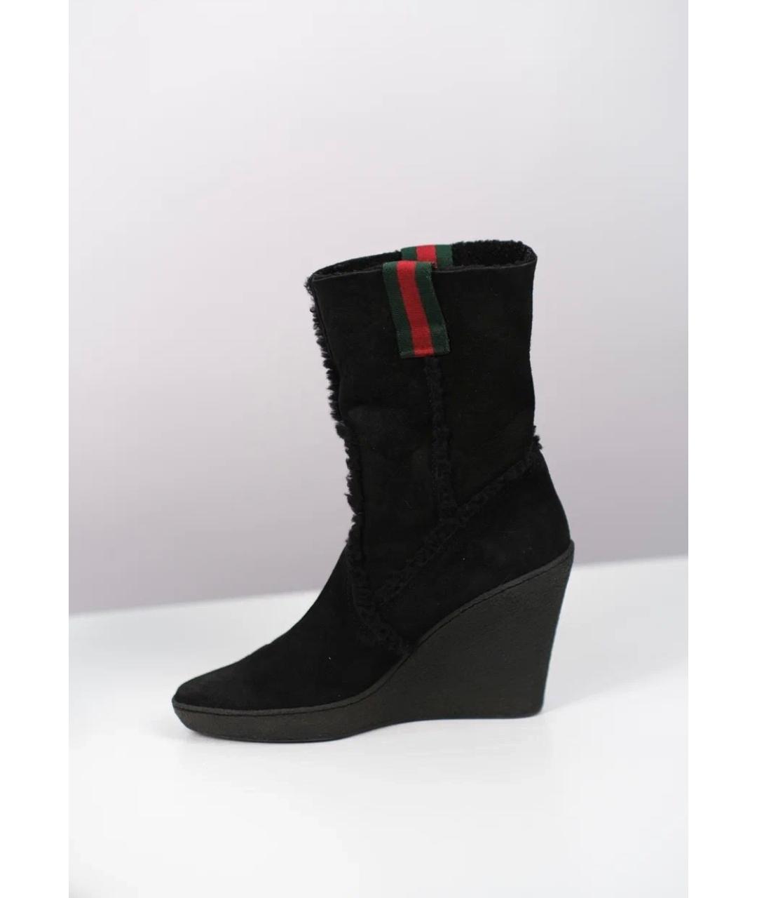 GUCCI Черные замшевые сапоги, фото 2