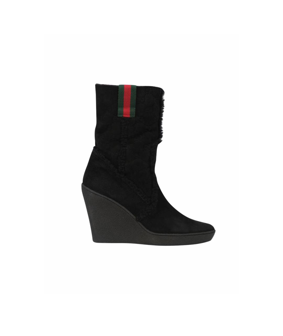 GUCCI Черные замшевые сапоги, фото 1