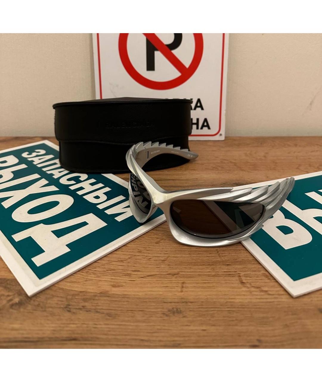 BALENCIAGA Серые пластиковые солнцезащитные очки, фото 5
