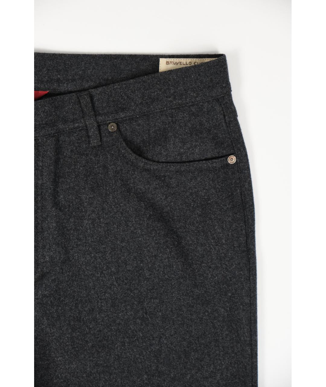 BRUNELLO CUCINELLI Синие шерстяные классические брюки, фото 4