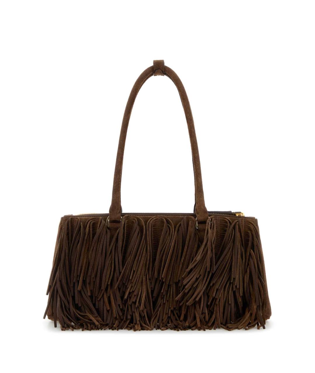 PRADA Коричневая замшевая сумка тоут, фото 3