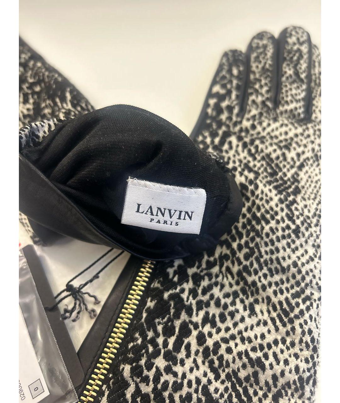 LANVIN Черные кожаные перчатки, фото 5