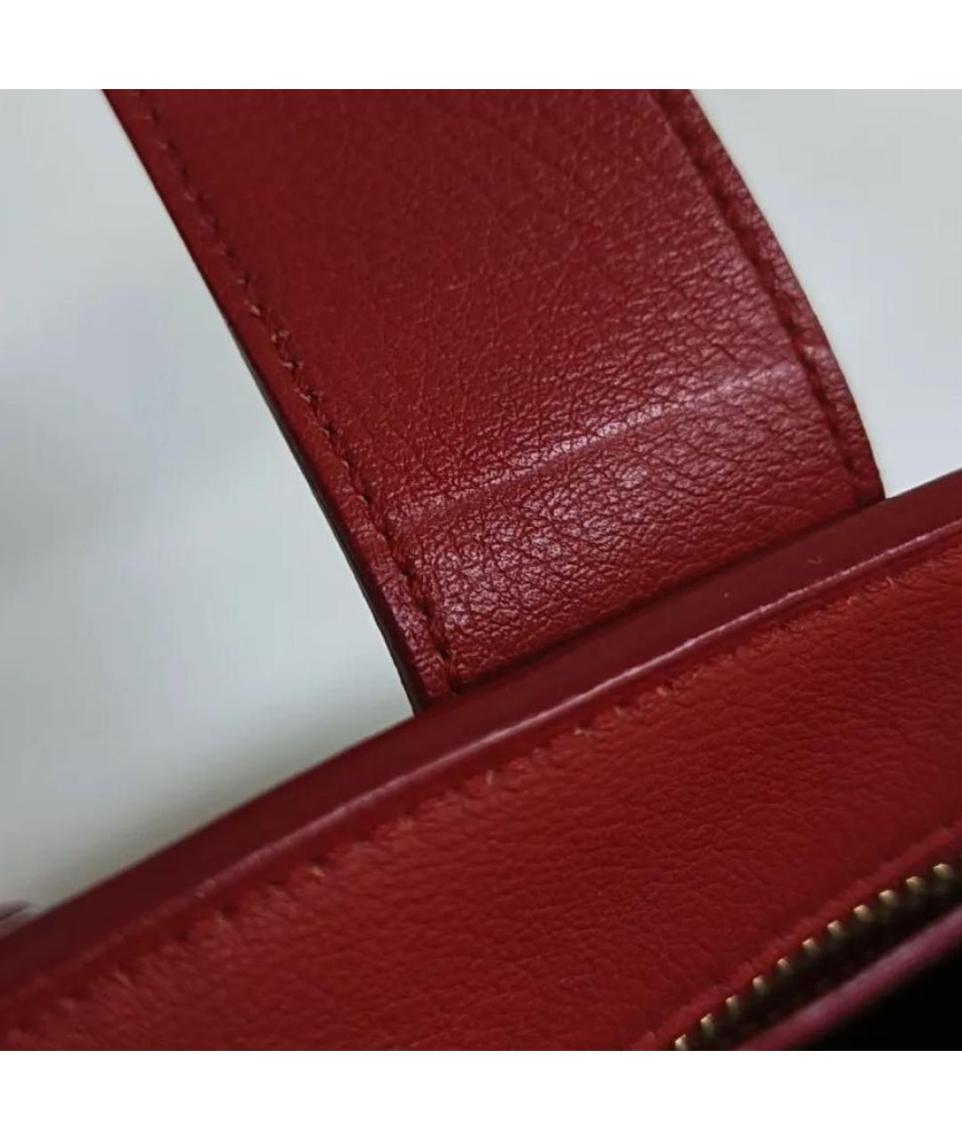 SAINT LAURENT Красная кожаная сумка с короткими ручками, фото 8