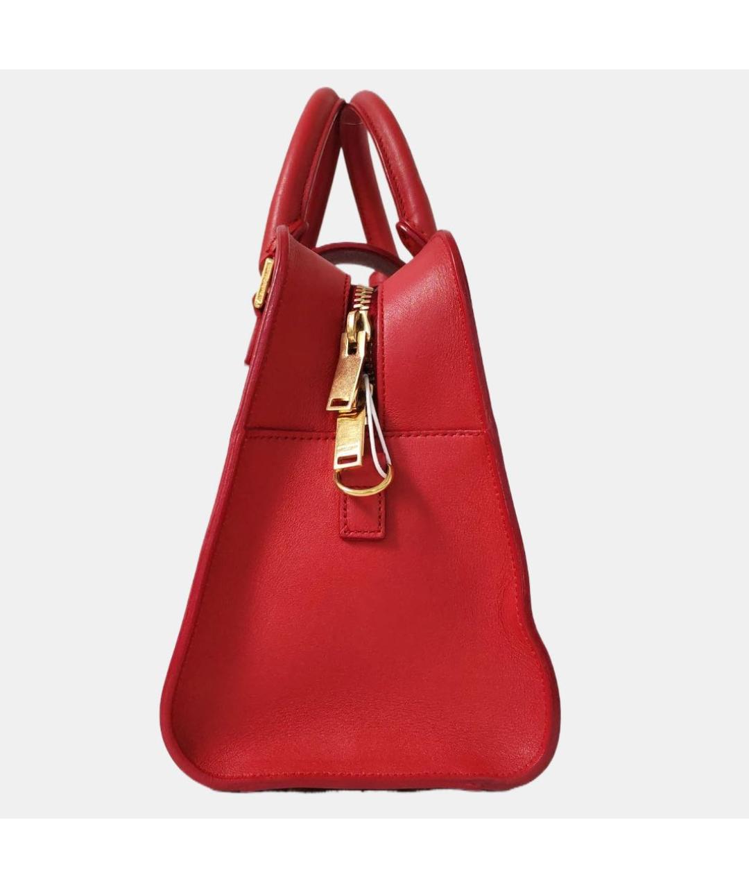 SAINT LAURENT Красная кожаная сумка с короткими ручками, фото 3