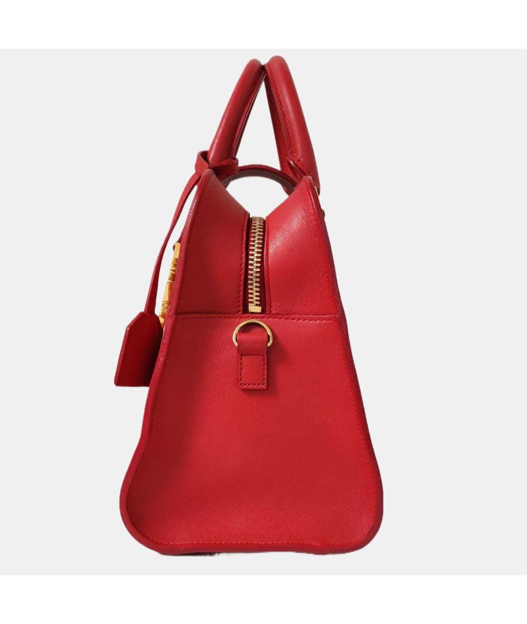 SAINT LAURENT Красная кожаная сумка с короткими ручками, фото 2