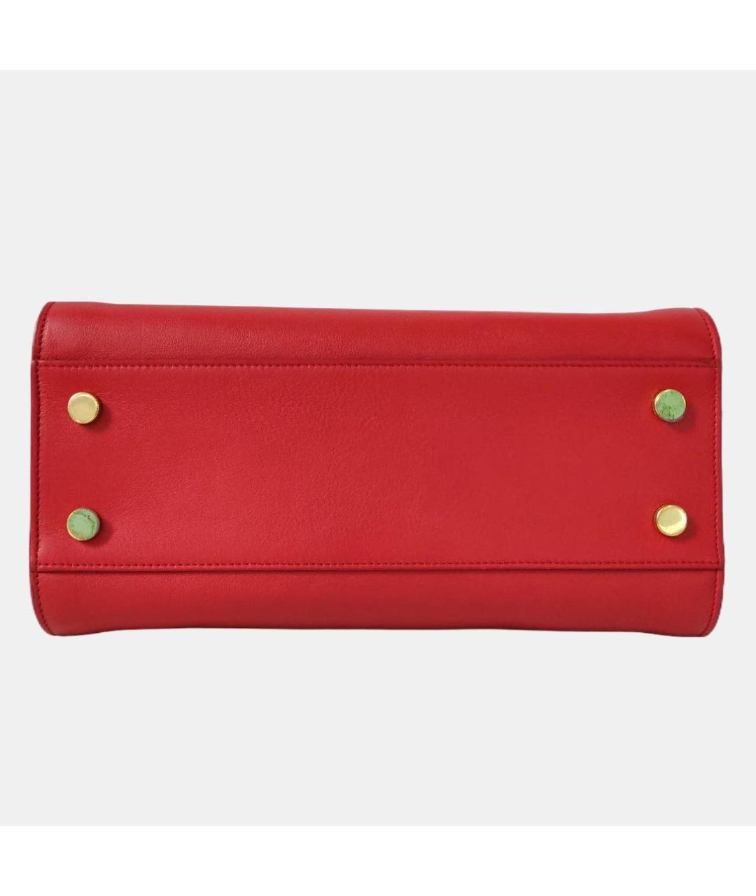 SAINT LAURENT Красная кожаная сумка с короткими ручками, фото 5