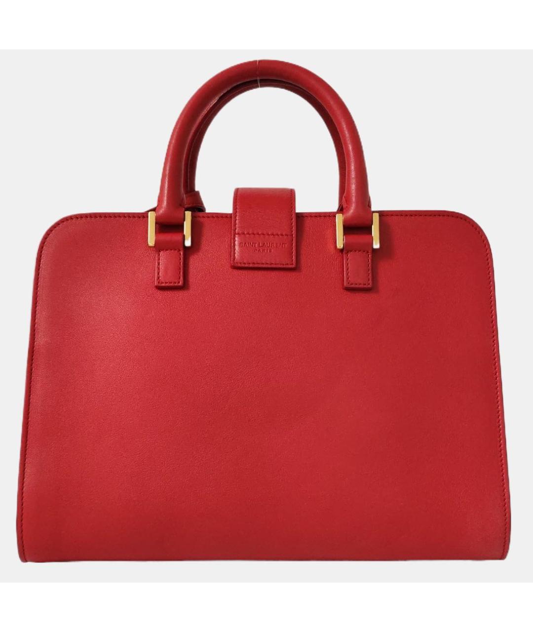 SAINT LAURENT Красная кожаная сумка с короткими ручками, фото 4