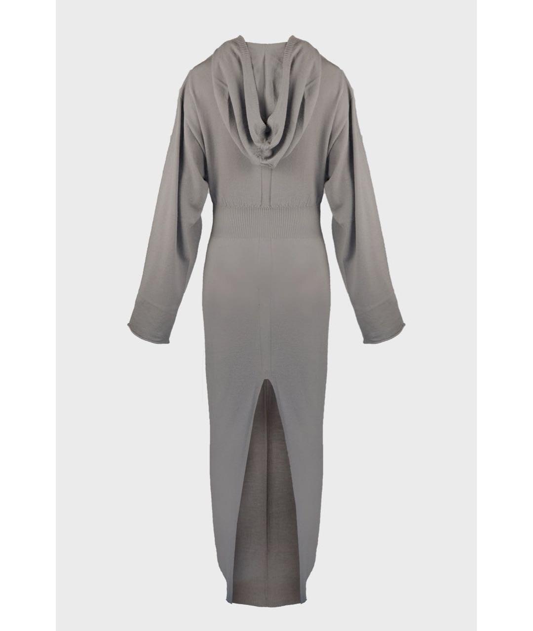 RICK OWENS Серое шерстяное повседневное платье, фото 2