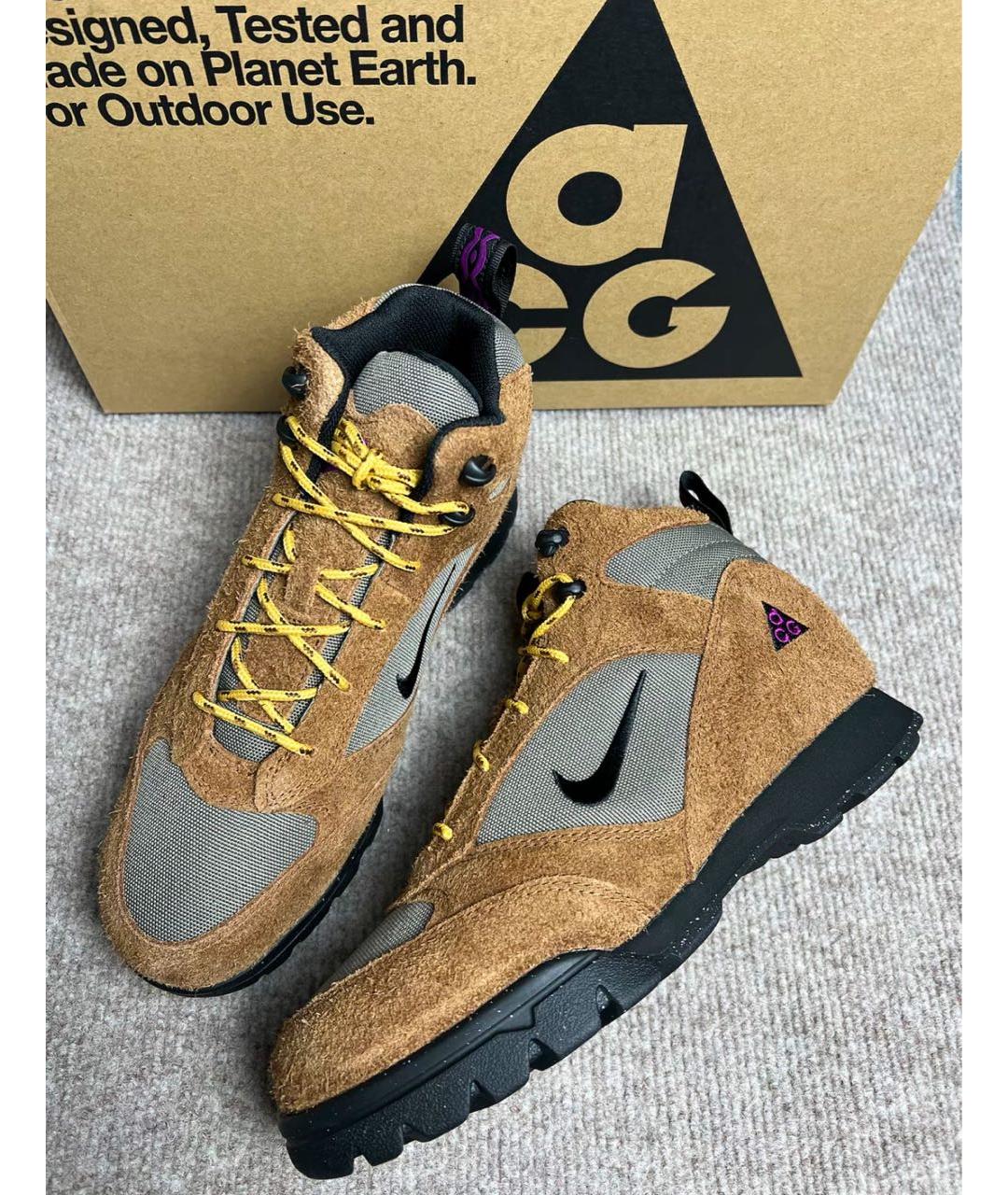 NIKE ACG Коричневые замшевые высокие ботинки, фото 7