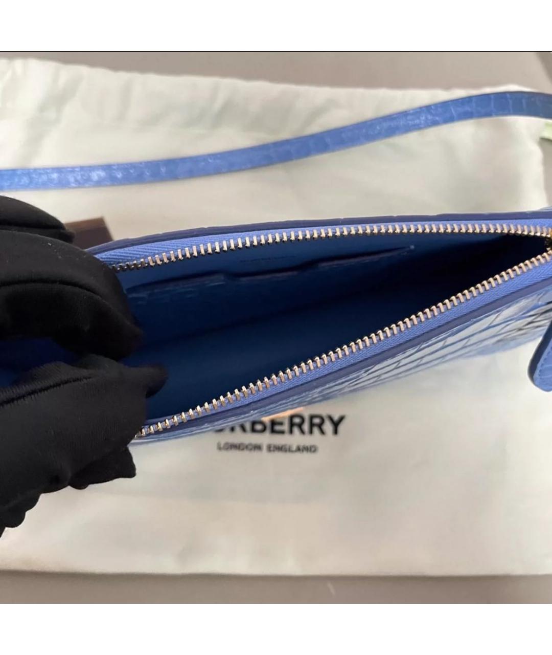 BURBERRY Голубая сумка с короткими ручками из лакированной кожи, фото 5