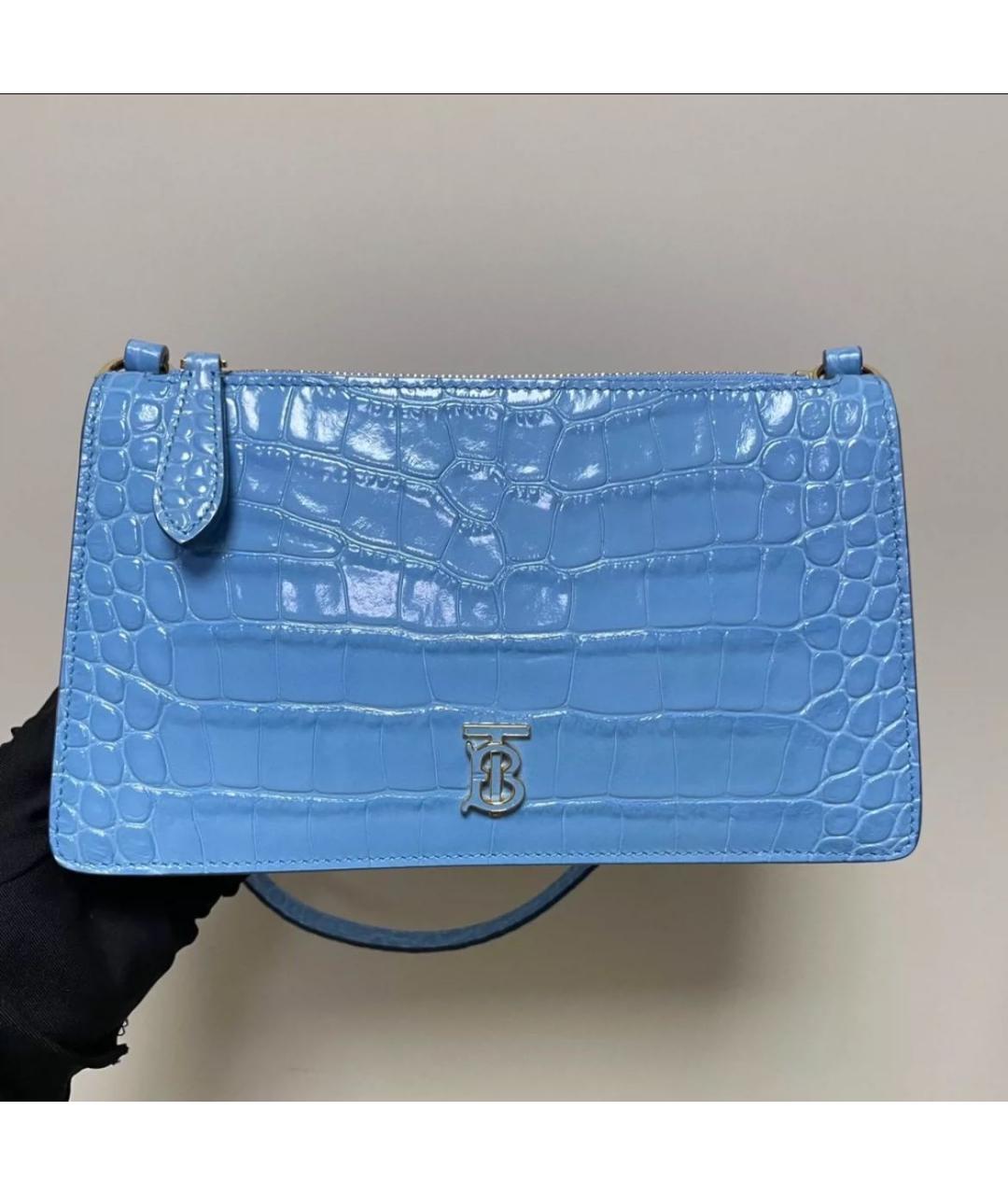 BURBERRY Голубая сумка с короткими ручками из лакированной кожи, фото 3