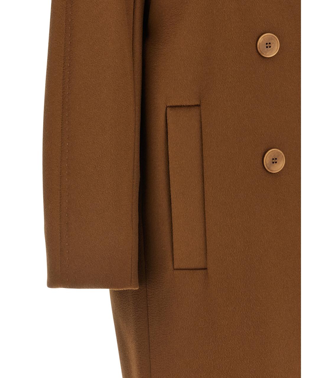 MAX MARA STUDIO Коричневое шерстяное пальто, фото 4