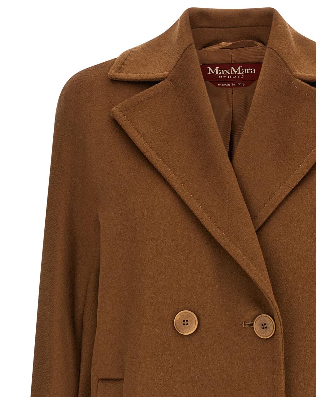 MAX MARA STUDIO Коричневое шерстяное пальто, фото 3