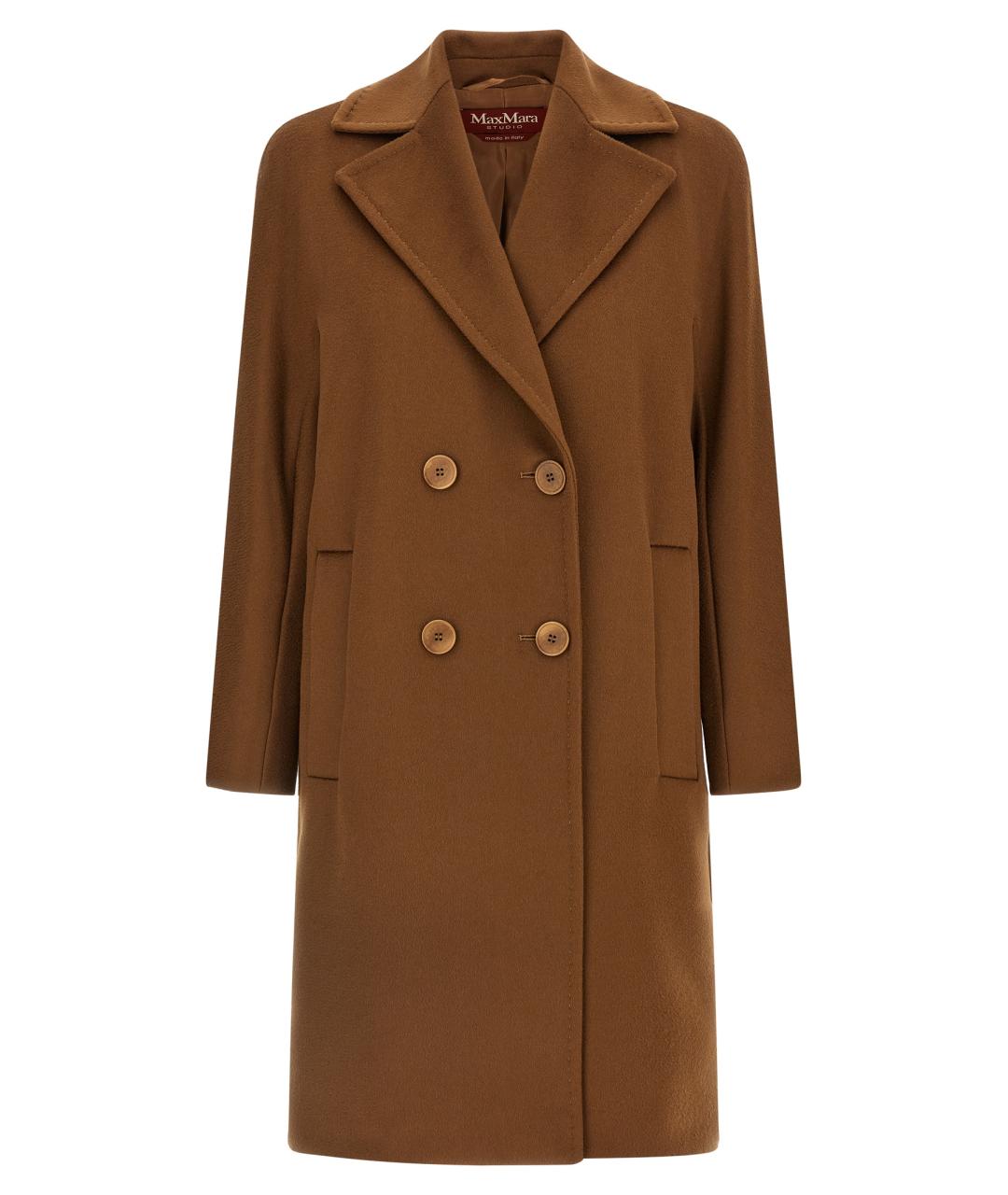 MAX MARA STUDIO Коричневое шерстяное пальто, фото 1