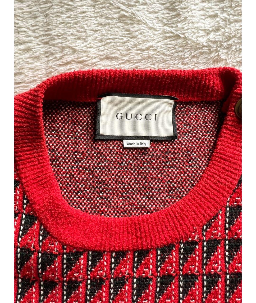 GUCCI Красный шерстяной джемпер / свитер, фото 3