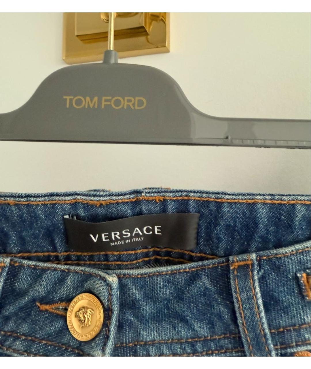 VERSACE Синие прямые джинсы, фото 3