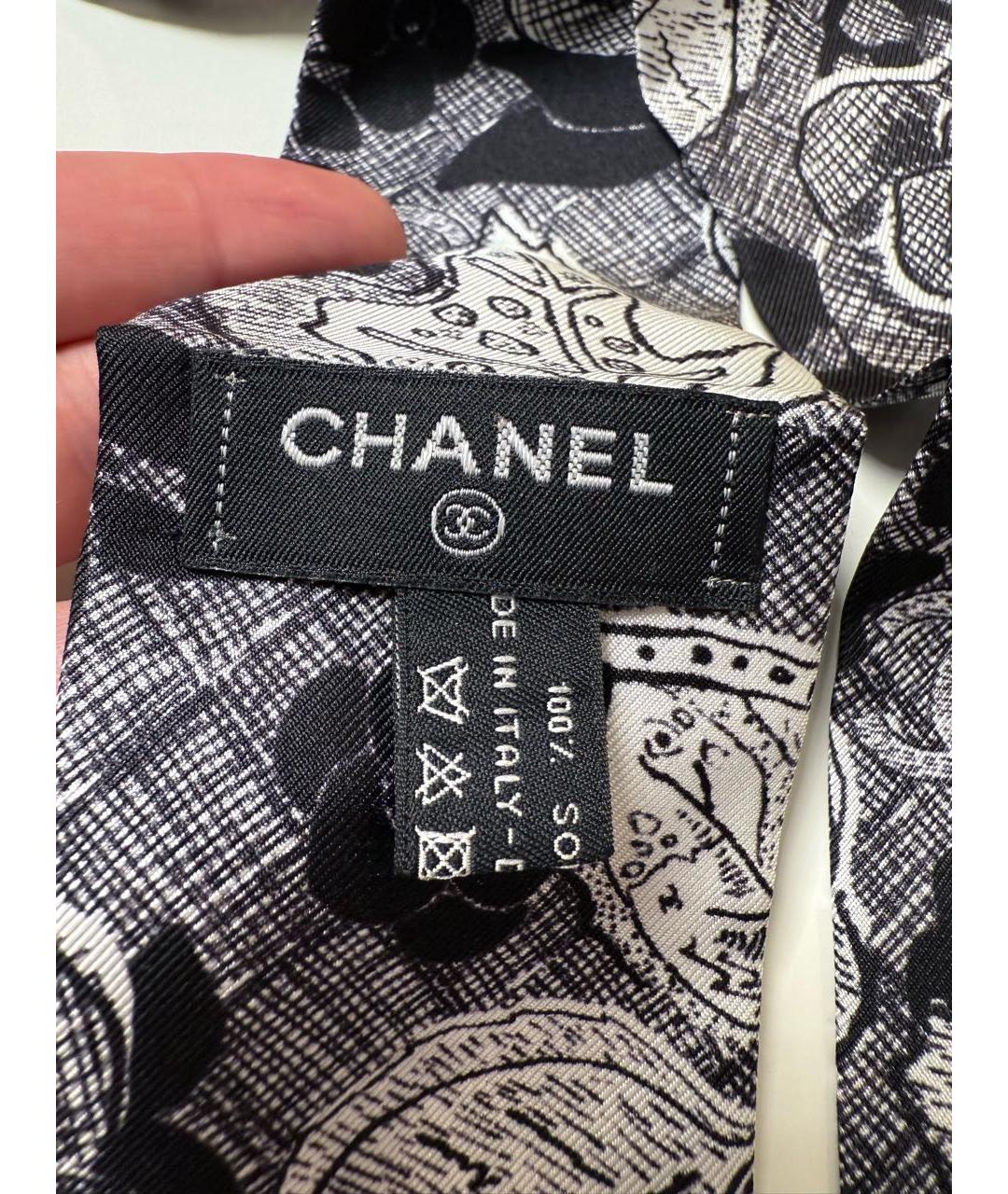 CHANEL Серый шелковый шарф, фото 4