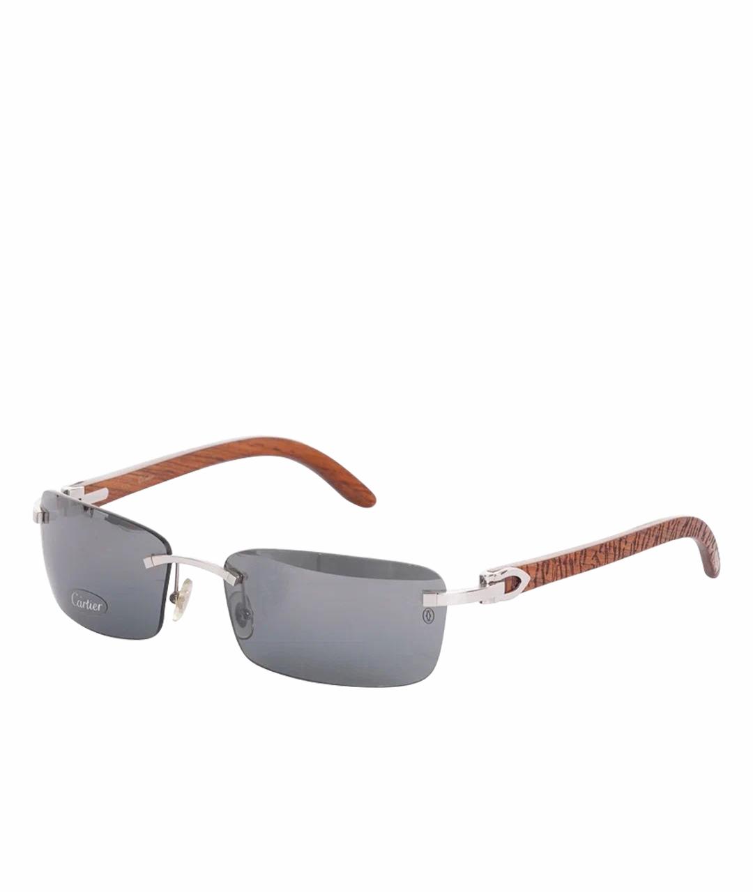 CARTIER Коричневые деревянные солнцезащитные очки, фото 1