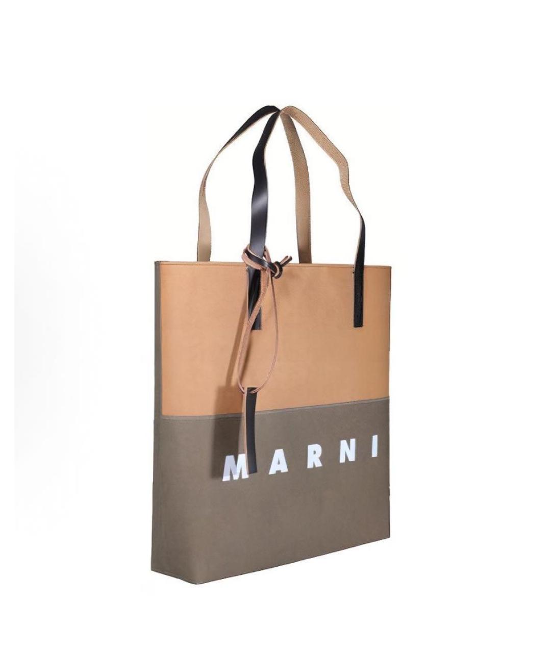 MARNI Хаки кожаная сумка тоут, фото 2