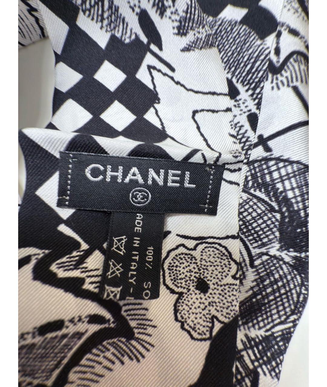 CHANEL Серый шелковый шарф, фото 2