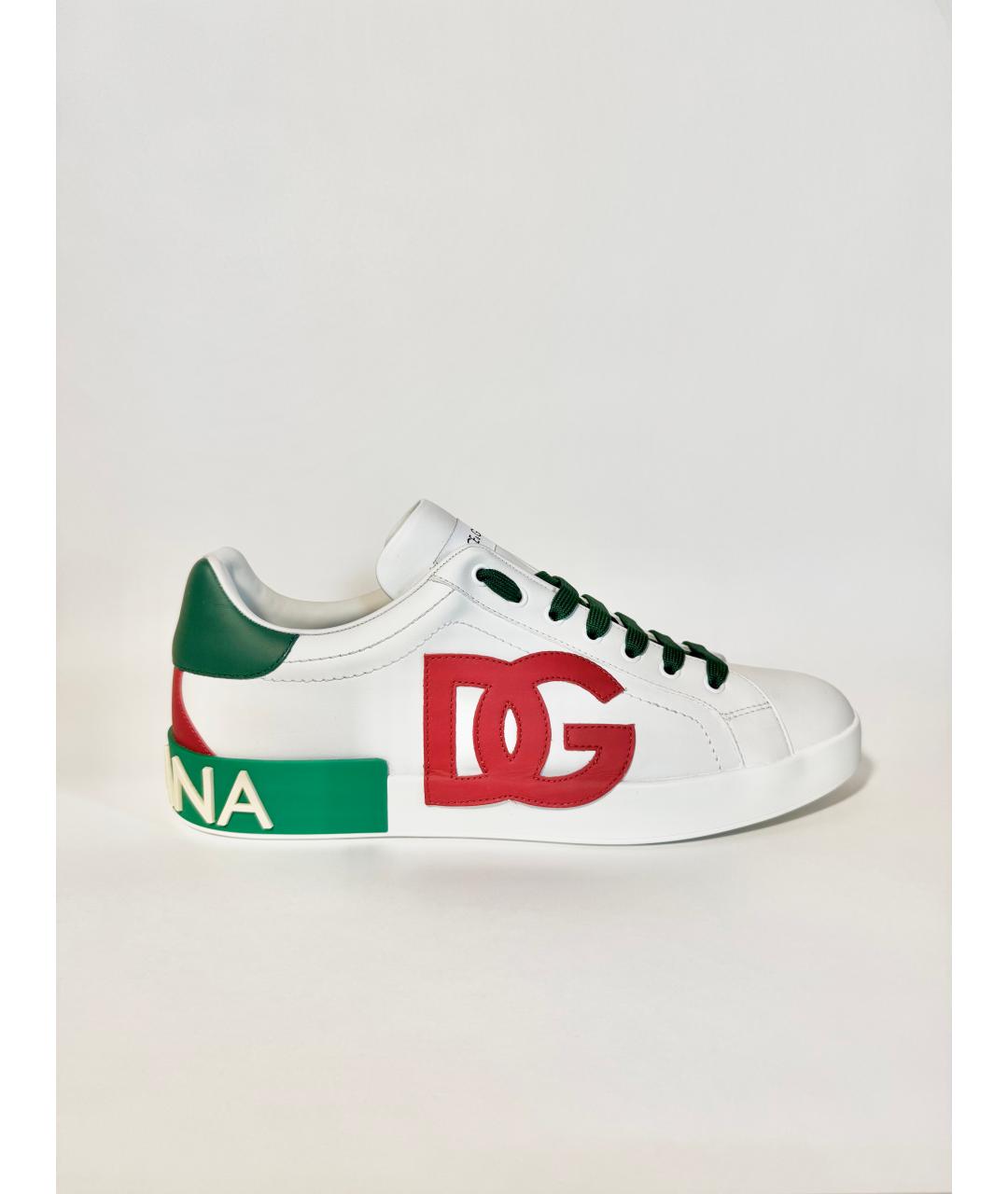 DOLCE&GABBANA Белые кожаные низкие кроссовки / кеды, фото 7