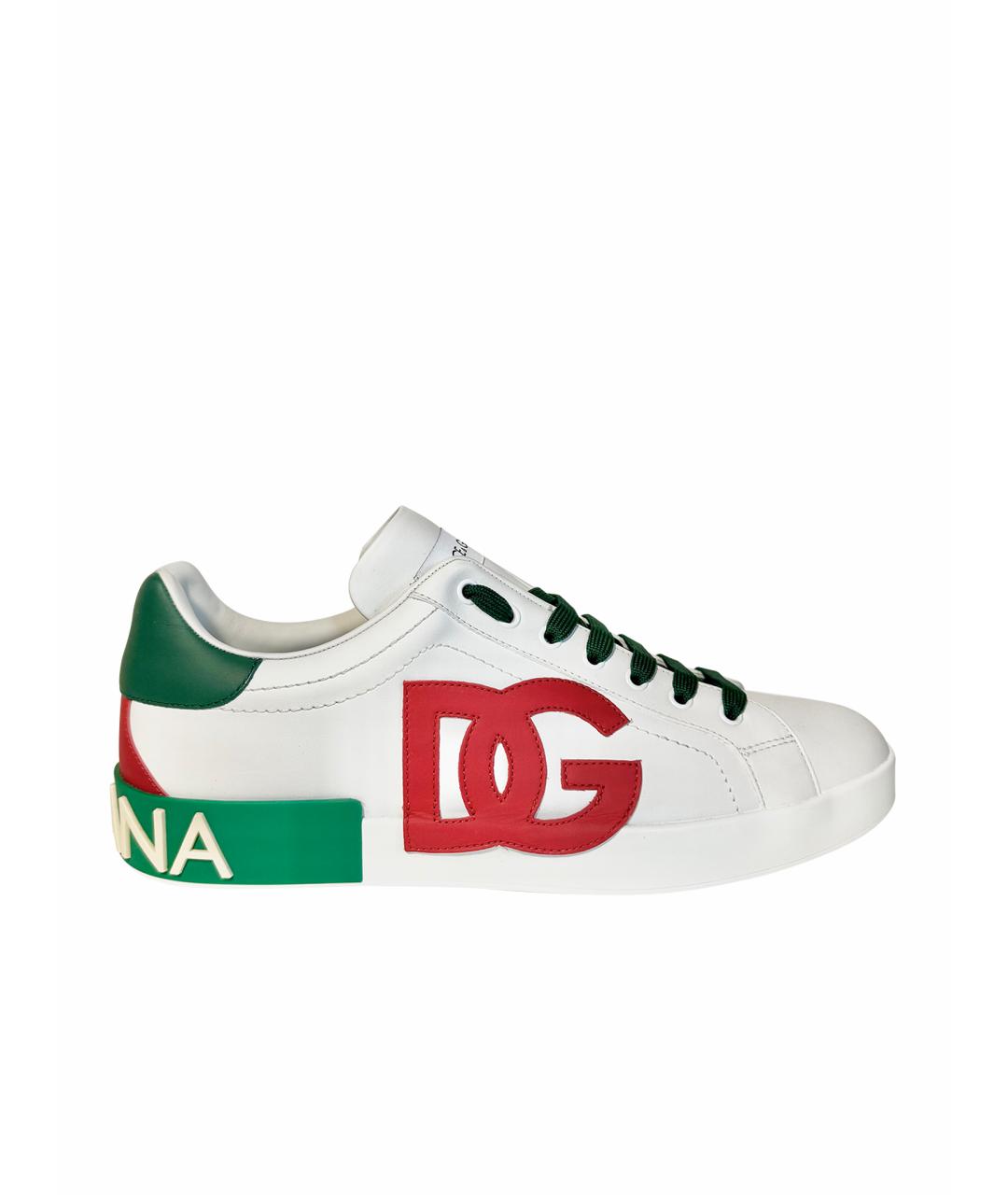 DOLCE&GABBANA Белые кожаные низкие кроссовки / кеды, фото 1