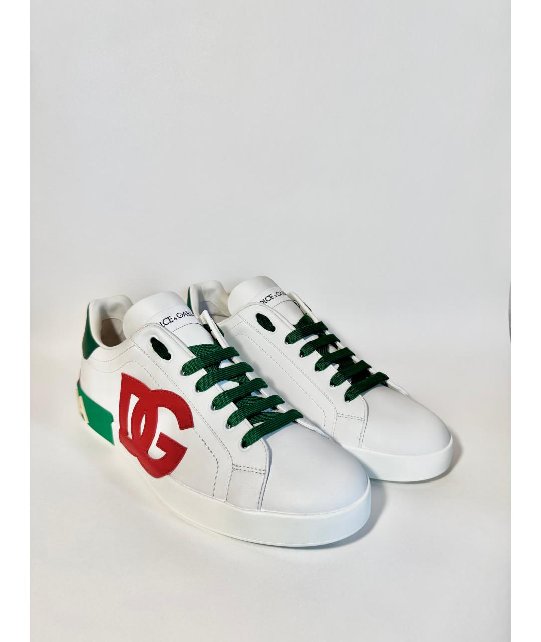 DOLCE&GABBANA Белые кожаные низкие кроссовки / кеды, фото 3
