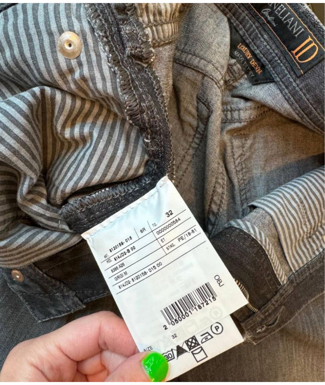 CORNELIANI Серые хлопковые прямые джинсы, фото 3