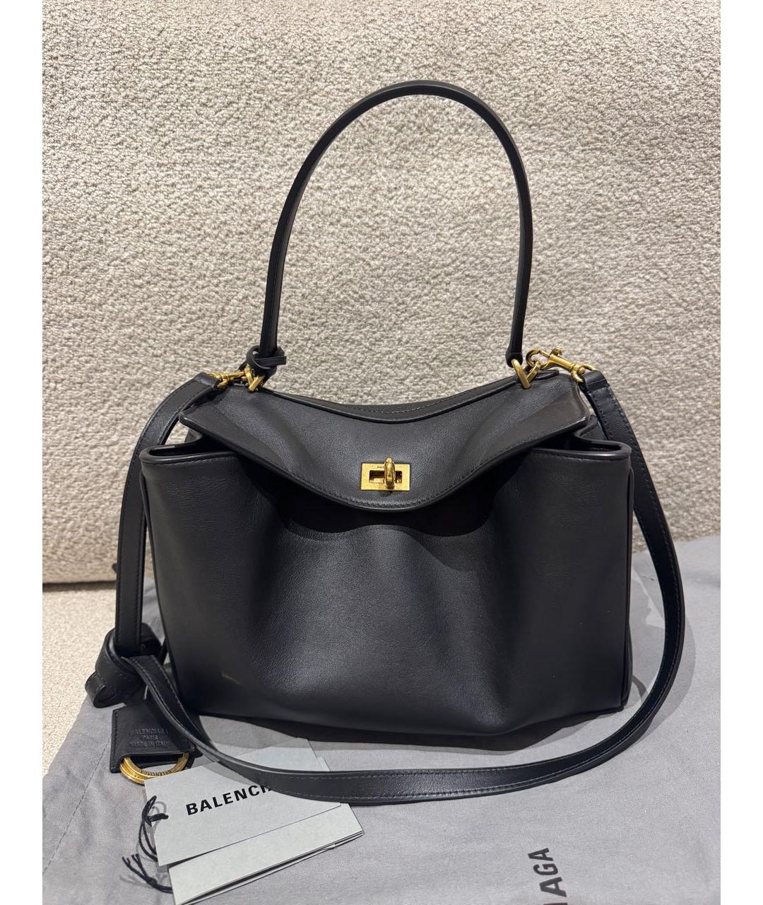 BALENCIAGA Черная кожаная сумка тоут, фото 2