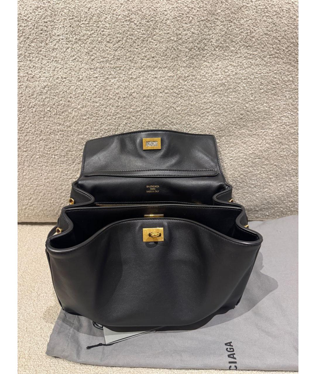BALENCIAGA Черная кожаная сумка тоут, фото 4