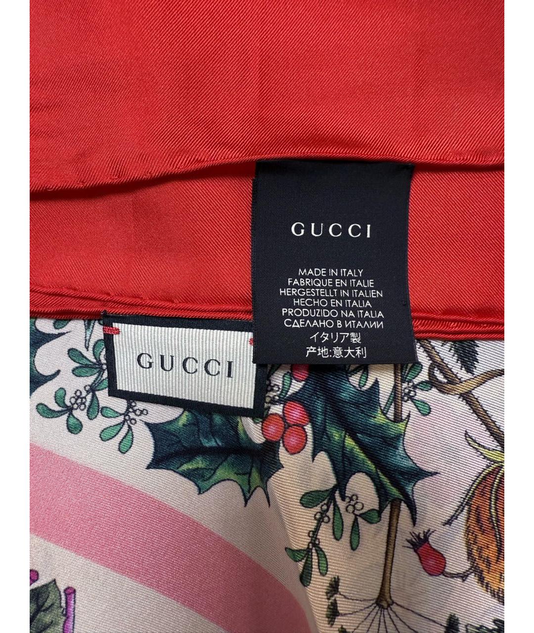 GUCCI Красный шелковый платок, фото 4