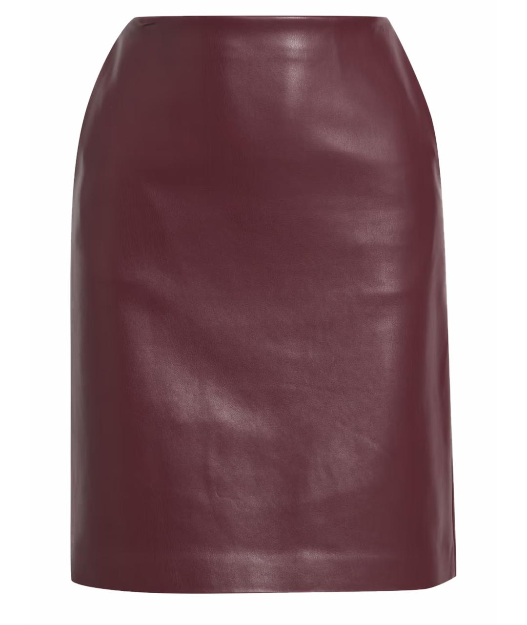 VERSACE Бордовая кожаная юбка мини, фото 1