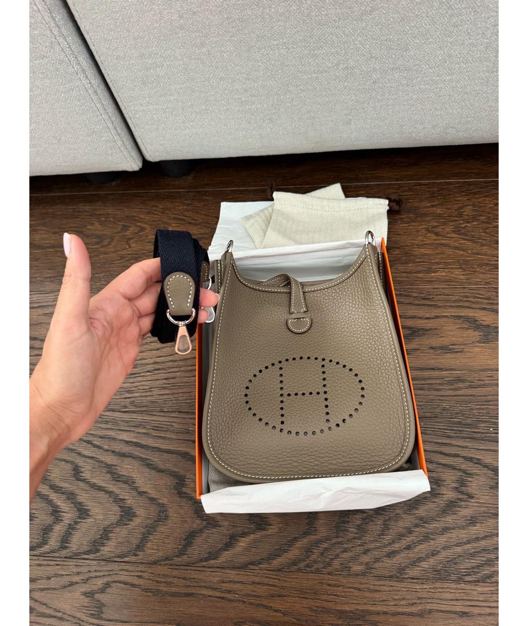 HERMES Бежевая кожаная сумка через плечо, фото 2